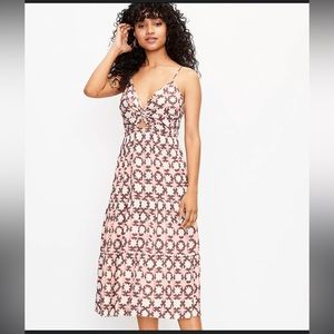 LOFT Sunwashed Floral Twist Tiered Midi Dress, Size 8 100% viscose